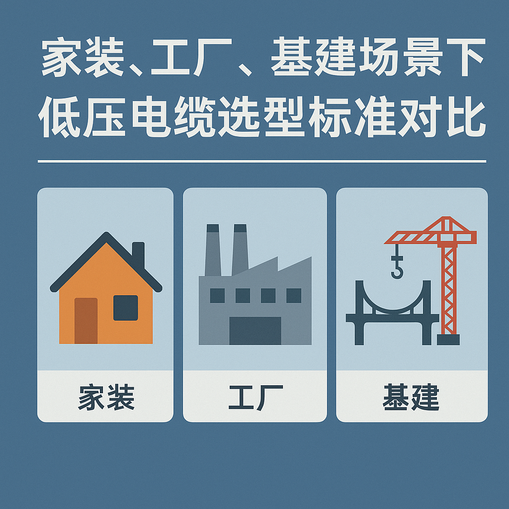 家装、工厂、基建场景下低压电缆选型尺度对比