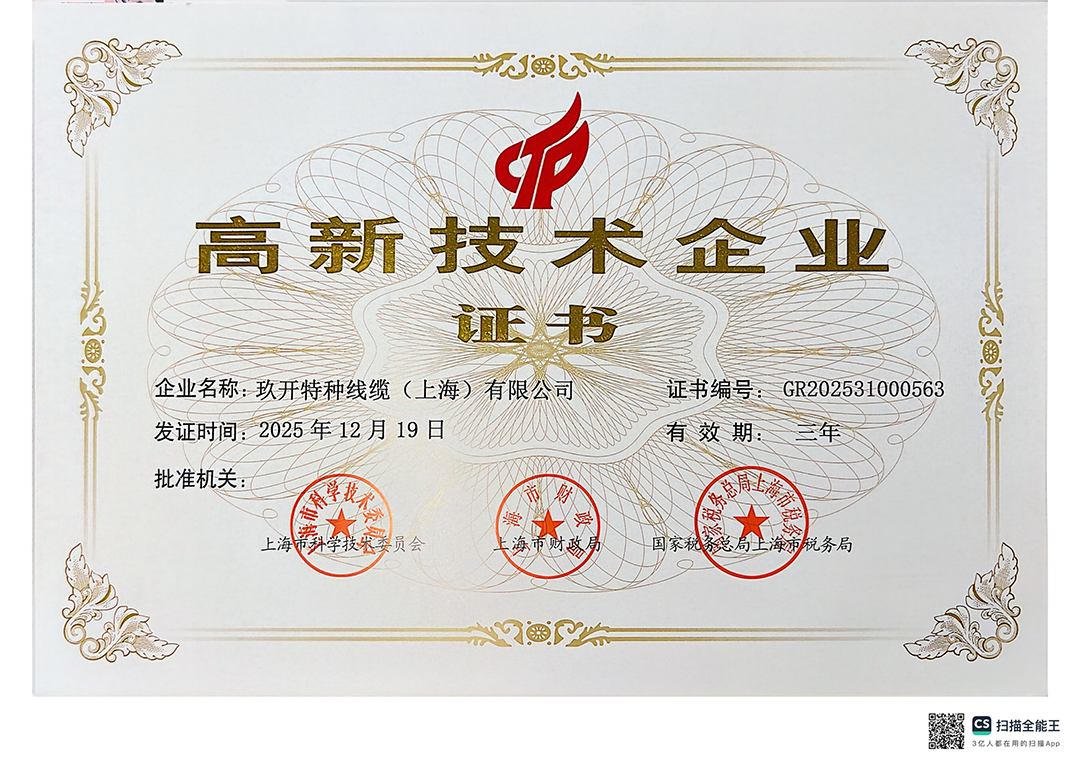 高新技术企业证书（6731顶级游戏特种线缆）